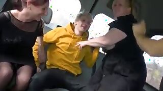 These 3 Horny Cougars Fuck Me In The Van!